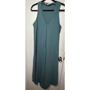 Free People Beach Teal Sleeveless Midi Dress Pockets Oversized XS